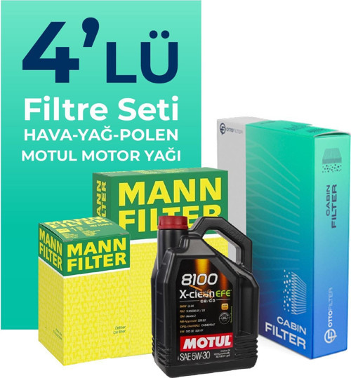 MANN BMW 2.16D Gran Tourer Filtre Bakım Seti Motul Motor Yağlı (2014-2018) 4 Lü