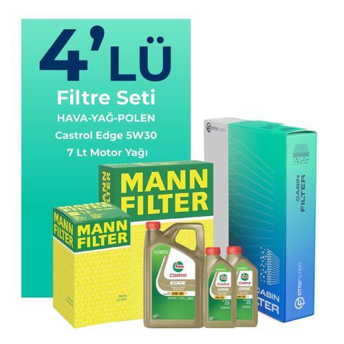 MANN BMW X6 40 Dizel Filtre Bakım Seti Castrol Motor Yağlı (2014-2019) 4 Lü