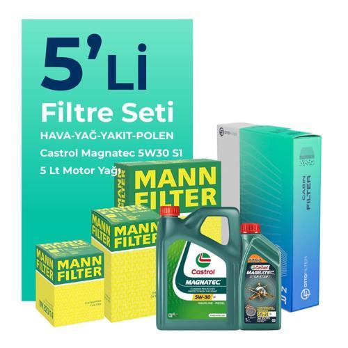 MANN Fiat Doblo 1.6 Dizel Filtre Bakım Seti Castrol Motor Yağlı (2010-2015) 5 Li