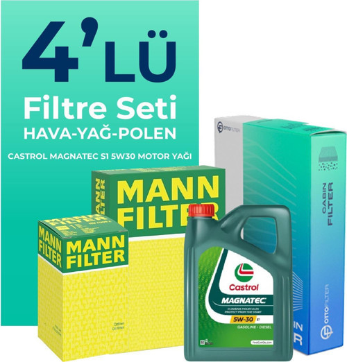 MANN Fiat Egea 1.3 Dizel Filtre Bakım Seti Castrol Motor Yağlı (2015-2018) 4 Lü