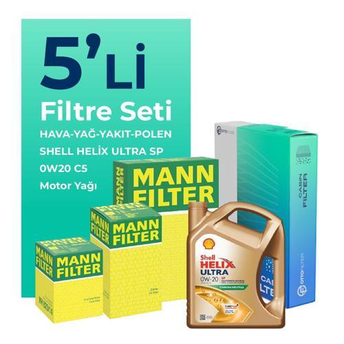 MANN Fiat Egea 1.3 Dizel Filtre Bakım Seti Shell Motor Yağlı (2019-2023) 5 Li