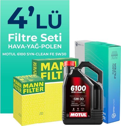 MANN Citroen C4 1.6 Dizel Filtre Bakım Seti Motul Motor Yağlı (2004-2011) 4 Lü