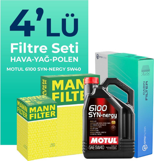 MANN Fiat Grande Punto 1.4 Benzinli Filtre Bakım Seti Motul Motor Yağlı (2005-2013) 4 Lü