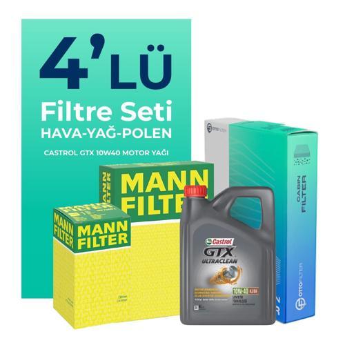 MANN Fiat Albea 1.6 Benzinli Filtre Bakım Seti Castrol Motor Yağlı (2002-2008) 4 Lü