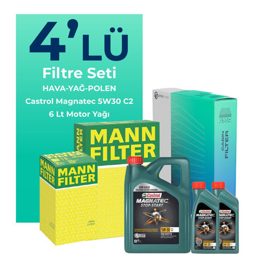 MANN Ford Connect 1.8 Dizel Filtre Bakım Seti Castrol Motor Yağlı (2002-2013) 4 Lü