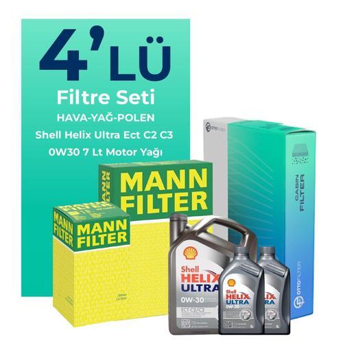 MANN Ford Courier 1.5 EcoBlue Filtre Bakım Seti Shell Motor Yağlı (2018-2023) 4 Lü