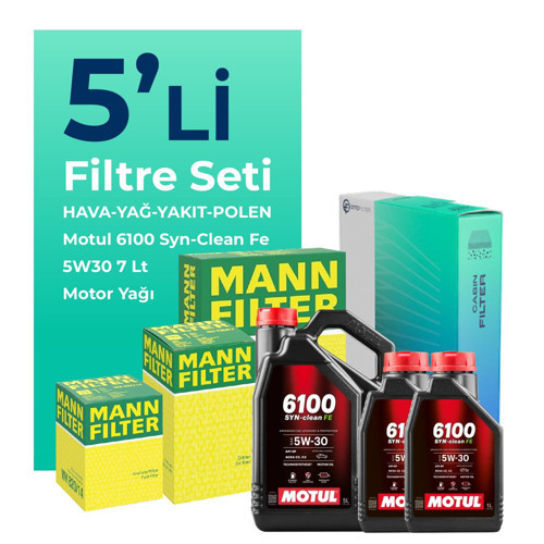 MANN Ford Transit Custom 2.2 Dizel Filtre Bakım Seti Motul Motor Yağlı (2012-2019) 5 Li