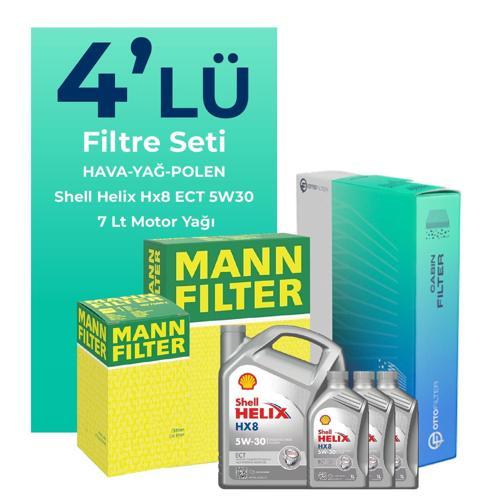 MANN Ford Transit Custom 2.2 Dizel Filtre Bakım Seti Shell Motor Yağlı (2012-2019) 4 Lü