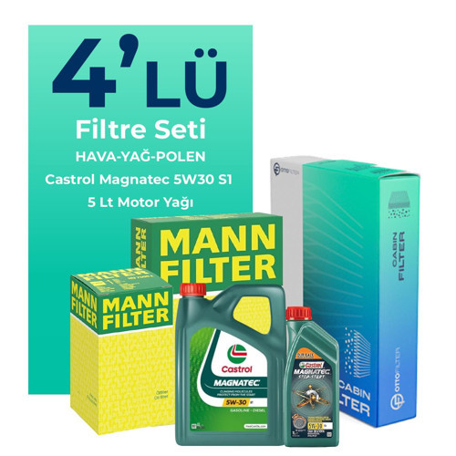 MANN Jeep Compass 1.6 Dizel Filtre Bakım Seti Castrol Motor Yağlı (2017-2021) 4 Lü