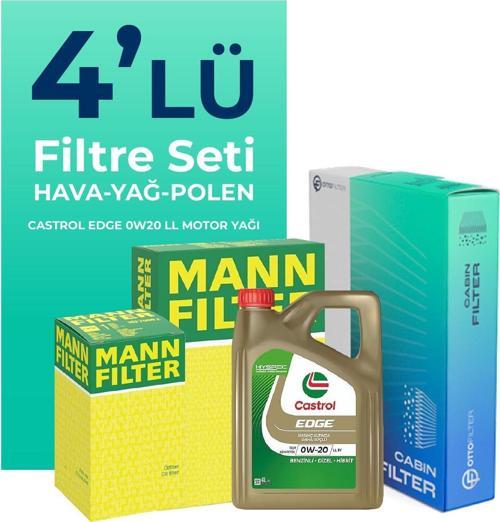 MANN Ford Fiesta 1.1 Benzinli Filtre Bakım Seti Castrol Motor Yağlı (2017-2020) 4 Lü