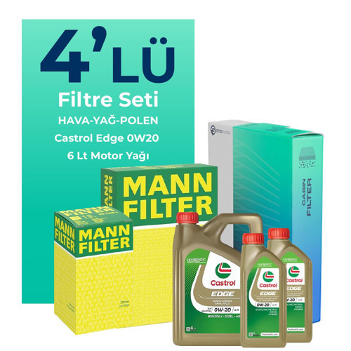 MANN Ford Kuga 1.5 Dizel Manuel Filtre Bakım Seti Castrol Motor Yağlı (2019-2023) 4 Lü