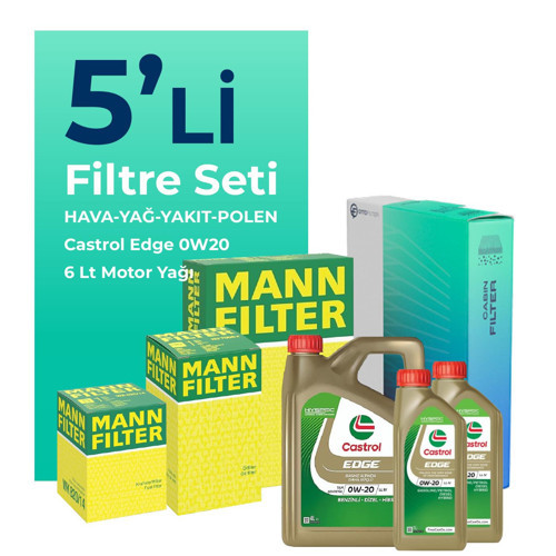 MANN Ford Kuga 1.5 Dizel Manuel Filtre Bakım Seti Castrol Motor Yağlı (2019-2023) 5 Li