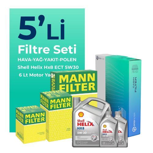 MANN Hyundai Santa FE 2.2 Dizel Filtre Bakım Seti Shell Motor Yağlı (2009-2013) 5 Li