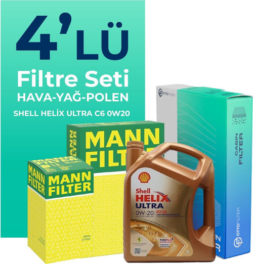 Mann Kia Ceed 1.5 Benzin Filtre Bakım Seti Shell Motor Yağlı (2019-2024) 4 Lü