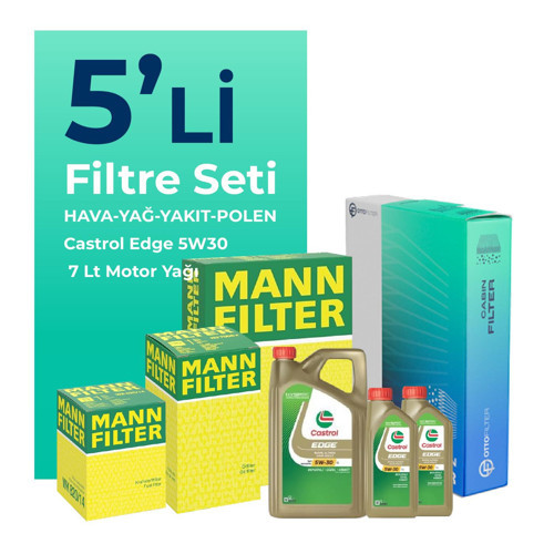 MANN Mercedes C200 Dizel Filtre Bakım Seti Castrol Motor Yağlı (2014-2018) 5 Li
