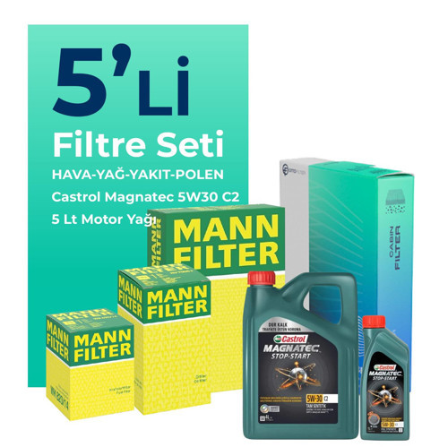 MANN Kia Cerato 1.6 Dizel Filtre Bakım Seti Castrol Motor Yağlı (2016-2019) 5 Li