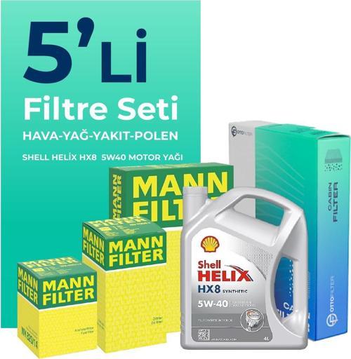 MANN Nissan Qashqai 2.0 Dizel Filtre Bakım Seti Shell Motor Yağlı (2007-2013) 5 Li