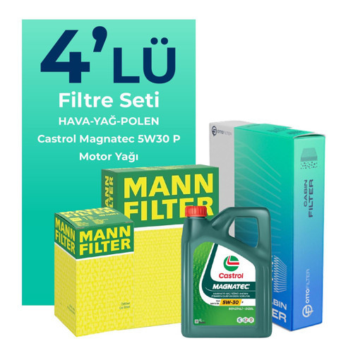 MANN Peugeot 2008 1.2 Benzin Vti Filtre Bakım Seti Castrol Motor Yağlı (2013-2018) 4 Lü