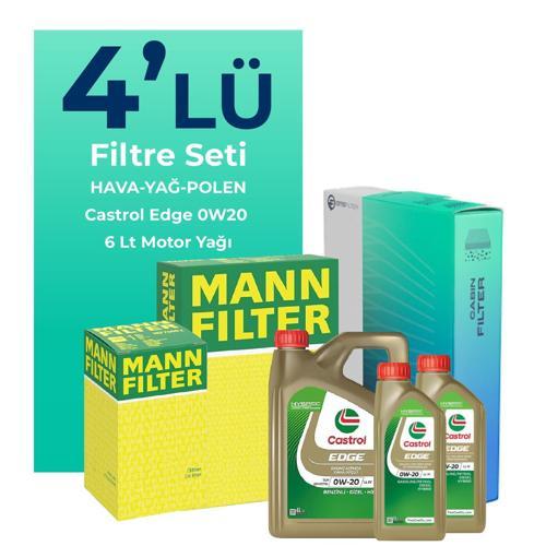 MANN Renault Austral 1.3 Hybrid Filtre Bakım Seti Castrol Motor Yağlı (2022-2025) 4 Lü