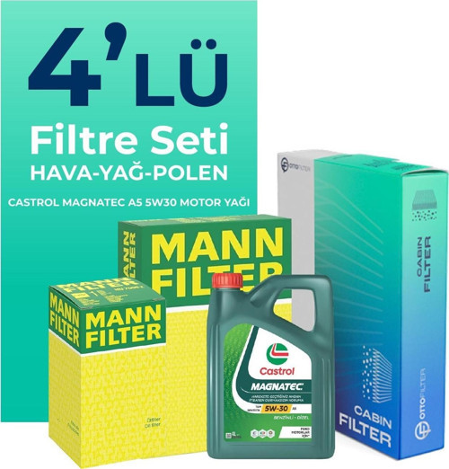 MANN Seat Toledo 1.2 TSi Filtre Bakım Seti Castrol Motor Yağlı (2011-2016) 4 Lü