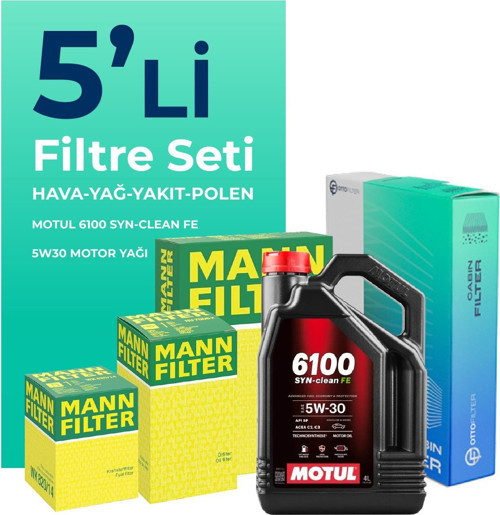 MANN Skoda Roomster 1.6 Dizel Filtre Bakım Seti Motul Motor Yağlı (2010-2015) 5 Li