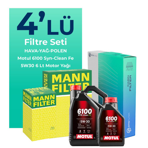 MANN Renault Megane 1.5 Dizel BlueDCi Filtre Bakım Seti Motul Motor Yağlı (2017-2022) 4 Lü