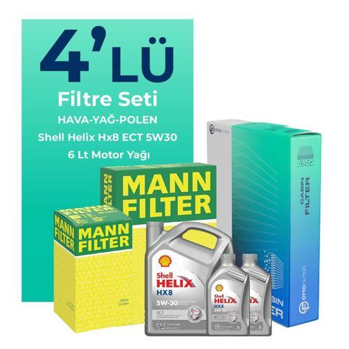 MANN Volvo S80 2.4 Dizel Filtre Bakım Seti Shell Motor Yağlı (2007-2011) 4 Lü