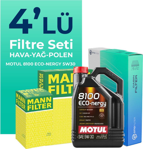 MANN Volkswagen CC 1.4 TSi Filtre Bakım Seti Motul Motor Yağlı (2013-2015) 4 Lü