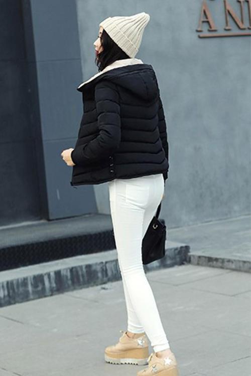 Kışlık Kapüşonlu Kadın Şişme Mont