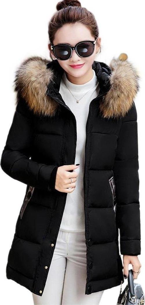 Kışlık Kürk Yaka Şişme Kadın Mont