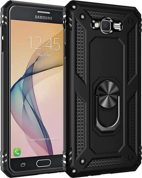 Samsung Galaxy J7 Kılıf Sofya Yüzüklü Silikon Kapak - Siyah