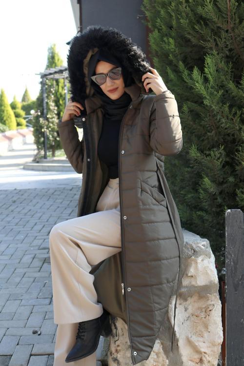 Günlük Kışlık Tam Boy Şişme Kadın Tesettür Mont