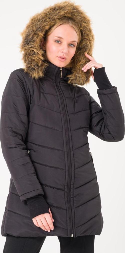 Kışlık Eldivenli Kapüşonlu Kürklü Kadın Şişme Mont