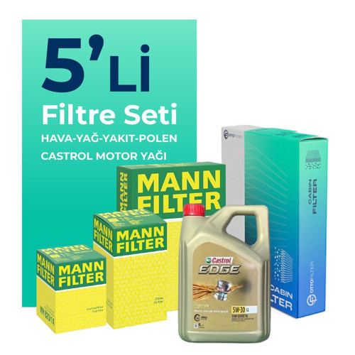 MANN Volkswagen Transporter T6 2.0 Dizel Filtre Bakım Seti Castrol Motor Yağlı (2015-2023) 5 Li