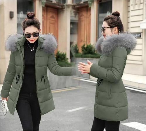 Kışlık Yaka Kürklü Uzun Kadın Şişme Mont