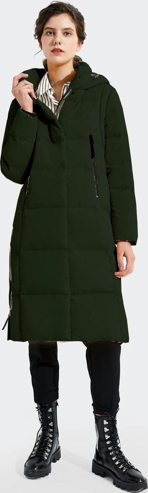 Kadın Uzun Kışlık İçi Elyaflı Astarlı Yan Fermuar Detaylı Şişme Mont