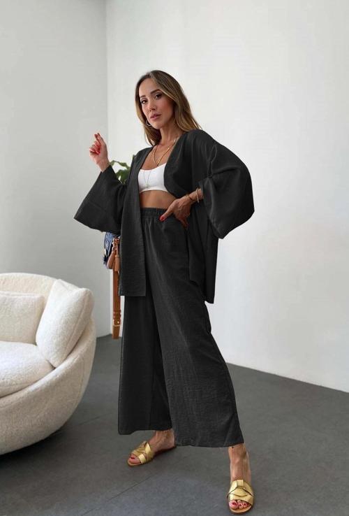 Keten Kadın Salaş Kimono İkili Takim