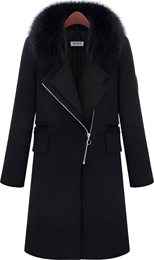 Kışlık Kürklü Kaşe Kadın Kaban