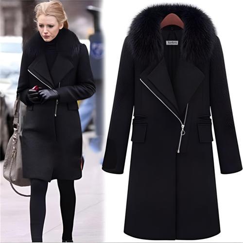 Kışlık Kürklü Kaşe Kadın Kaban