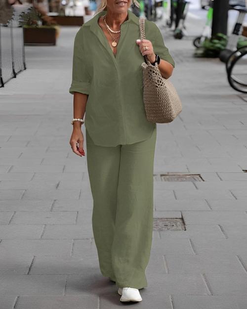 Tasarım Keten Günlük İkili Takım Alt Üst