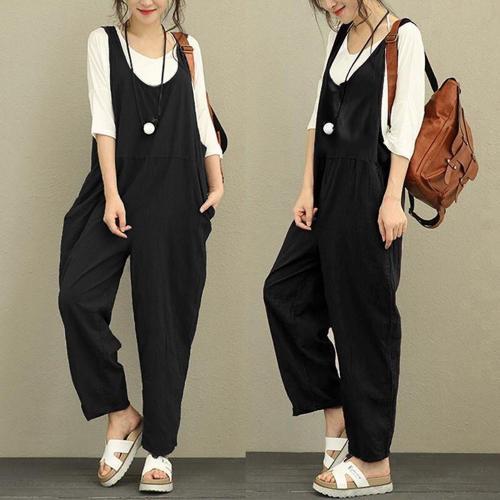 Keten Günlük Yazlık Kalın Askılı Salopet Kadın Tulum