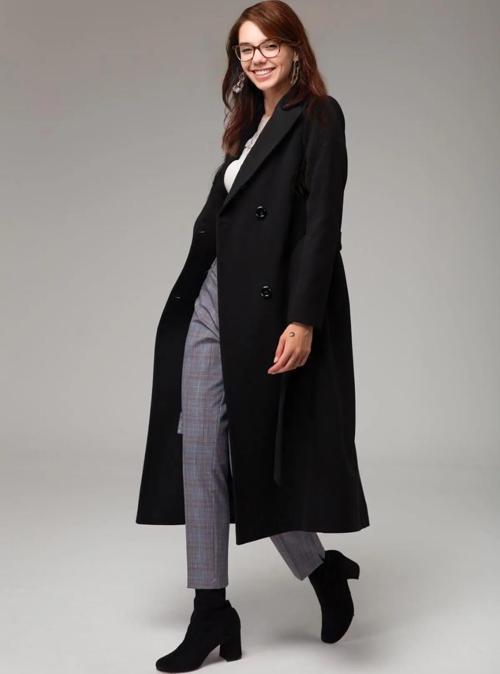 Beli Kuşaklı Şık Kaşmir Kaşe Kaban