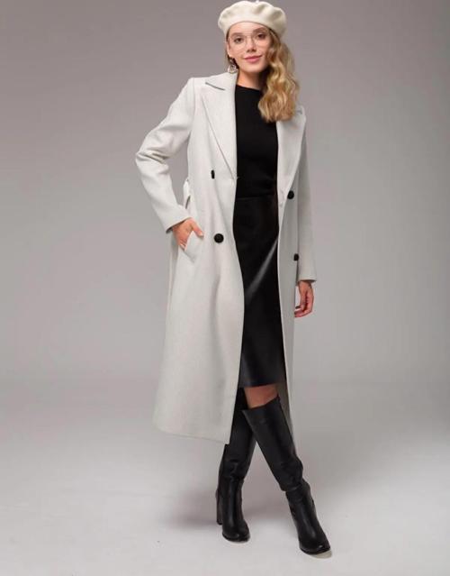 Tam Boy Kadın Kaşe Kaşmir Ekru Kaban