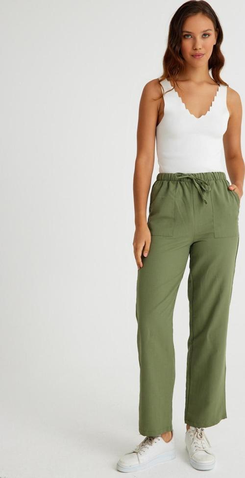 Keten Günlük Pantolon Beli Bağcıklı