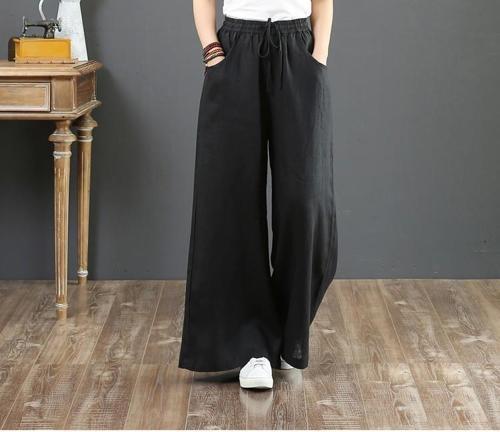 Keten Günlük Pantolon Beli Lastikli Bağcıklı