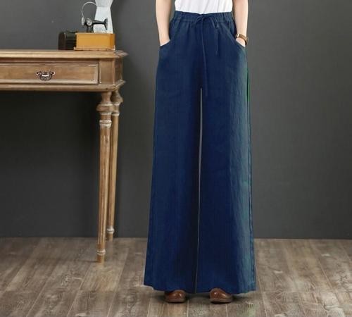 Keten Günlük Pantolon Beli Lastikli Bağcıklı