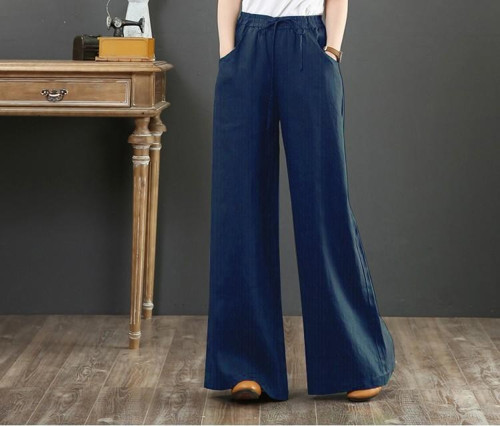 Keten Günlük Pantolon Beli Lastikli Bağcıklı