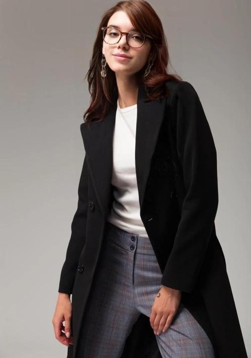 Tam Boy Beli Kuşaklı Kaşmir Kaşe Kaban