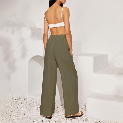 Günlük Pantolon Beli Bağcıklı Keten