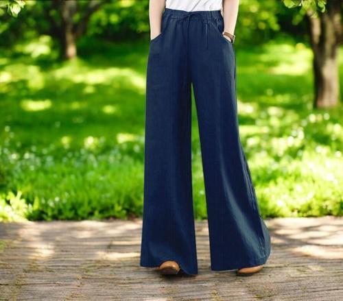 Günlük Beli Bağcıklı Şık Keten Pantolon